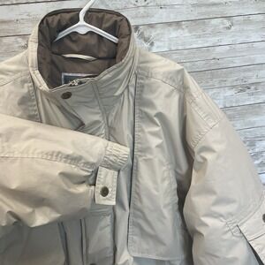 Argus‎ Mens XL Jacket Down Filled Beige Heavy Winter Coat Puffer Jacket Snap Zip